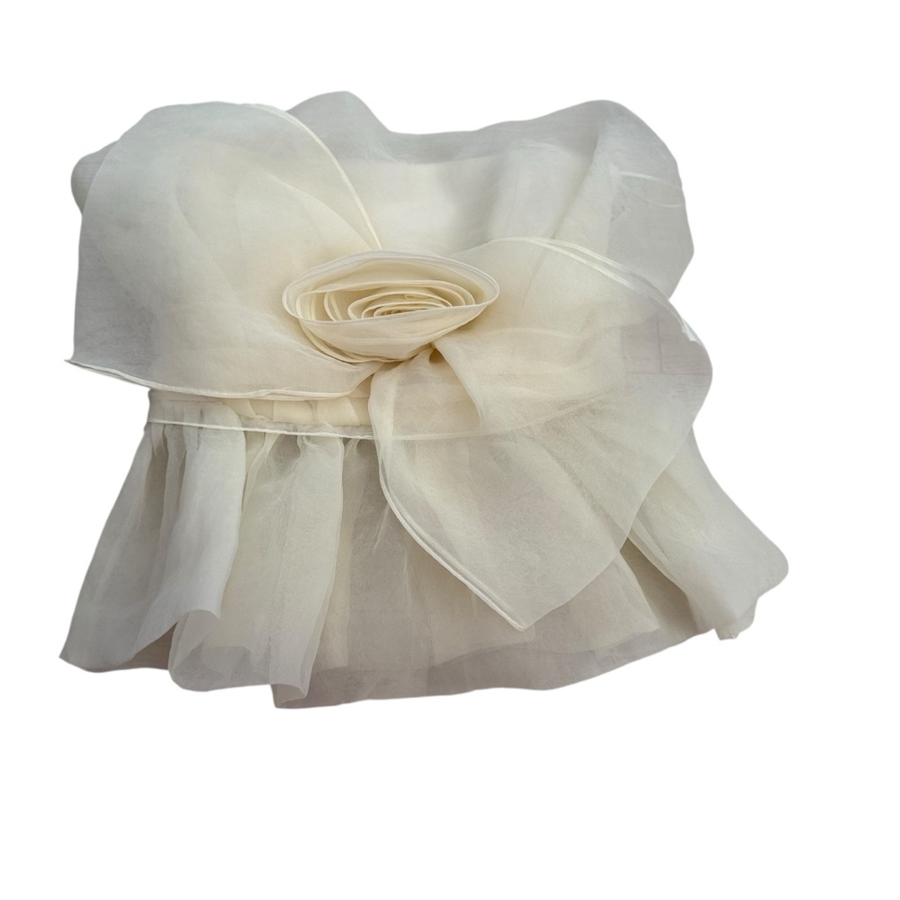 Zara Cream flower rose Blouse organza iconic rare bloggers fave strapless - Picture 3 of 11